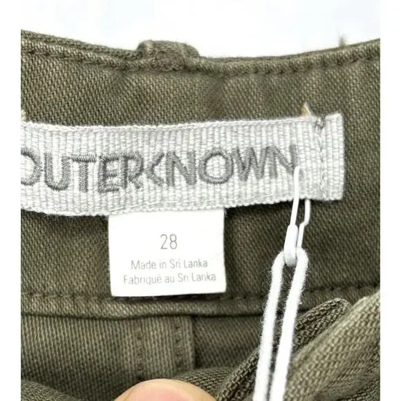 NWT Outerknown Sz 28 Olive Green Utility Military Organic Ctn Wide Leg Pockets - Picture 3 of 12
